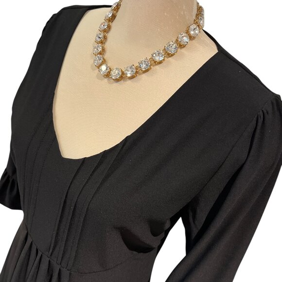 ICE SILK BRAND Dress Size 1XL Black V- Neck Ruffled Sleeves Front Pleats Stretch - Picture 4 of 12